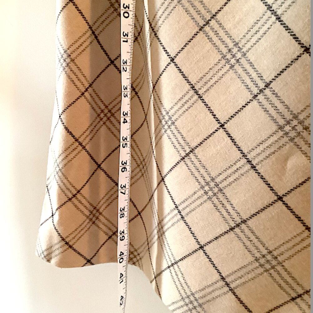 Talbots Woman beige plaid Sleeveless Dress Size 14W, Wool, lined, side zip - Picture 2 of 14